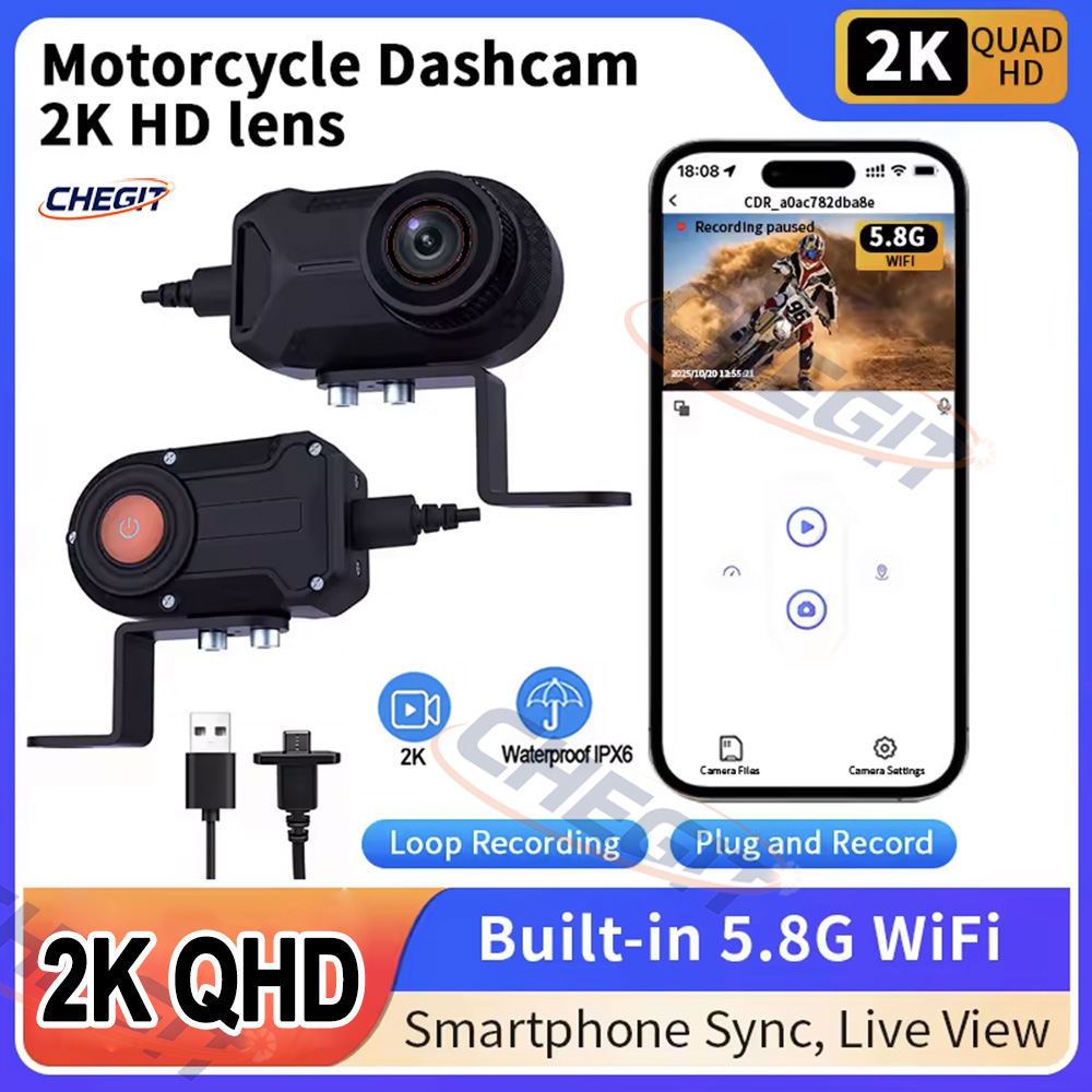 Mountain Biking Videos - Caméra DVR Moto 2K HD WiFi