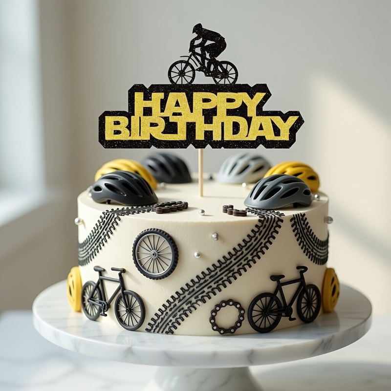 Mountain Biking Events - 1 pièce Décoration de gâteau Joyeux